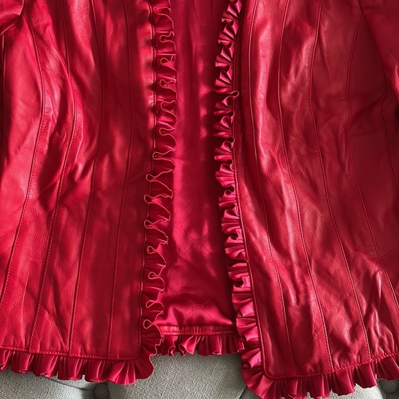 St. John Collection by Marie Gray Leather and Silk Blazer Jacket - Picture 6 of 16